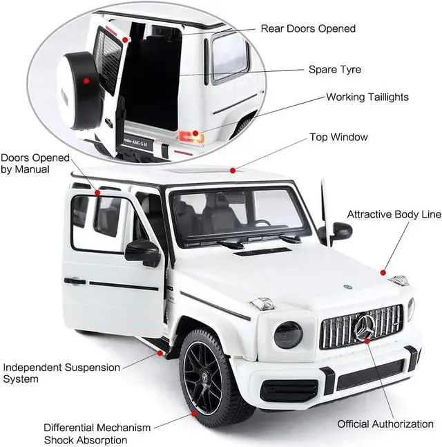 Alt view image 4 of 7 - RASTAR Off-Road Remote Control Car, 1:14 Mercedes-AMG G63 R/C Off-Roader Toy Car, Doors Open/Working Lights - White/2.4Ghz