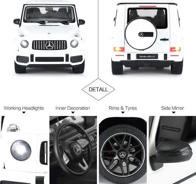 Alt view image 5 of 7 - RASTAR Off-Road Remote Control Car, 1:14 Mercedes-AMG G63 R/C Off-Roader Toy Car, Doors Open/Working Lights - White/2.4Ghz