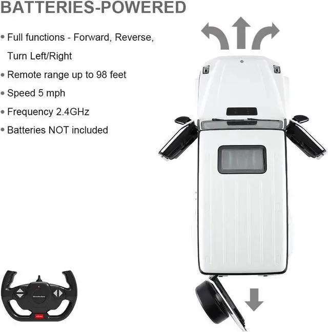Alt view image 6 of 7 - RASTAR Off-Road Remote Control Car, 1:14 Mercedes-AMG G63 R/C Off-Roader Toy Car, Doors Open/Working Lights - White/2.4Ghz