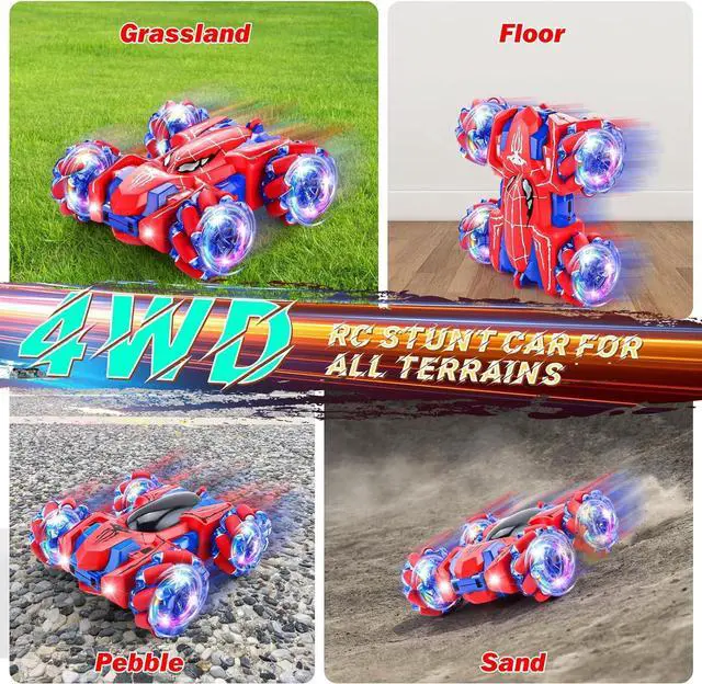 Alt view image 3 of 7 - Spider Remote Control Car, 2.4Ghz RC Cars with Headlight Double Sided Off-Road 360° Rotating RC Drift Car, Rechargeable Indoor Outdoor 4WD RC Stunt Car Spider Toys for Boys 4-6 5-7 8-13