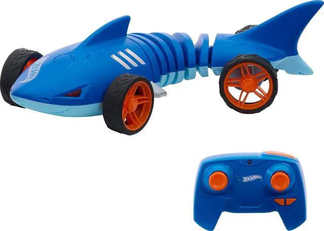 Main image of Hot Wheels RC Toy Car, Remote-Control Shark Speeder in 1:15 Scale That Bends, Turns & Slides Like a Mutant Machine, Features Lights & Sounds