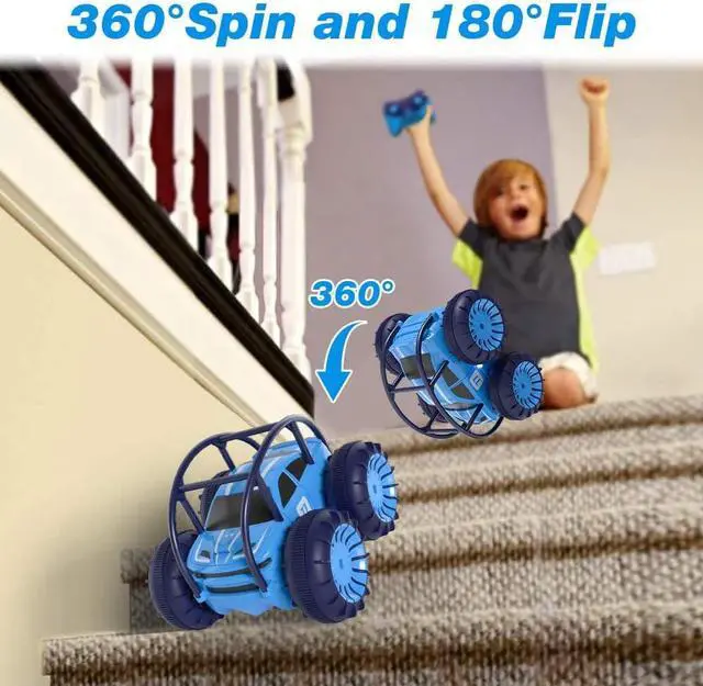 Alt view image 2 of 6 - MaxTronic Amphibious Remote Control Car,Rechargeable RC Cars Toy 360° Flips Rotation Stunt Crawler 15KM/H 4WD All Terrain Outdoor Indoor Toy for Kids Boys Girls 3-12