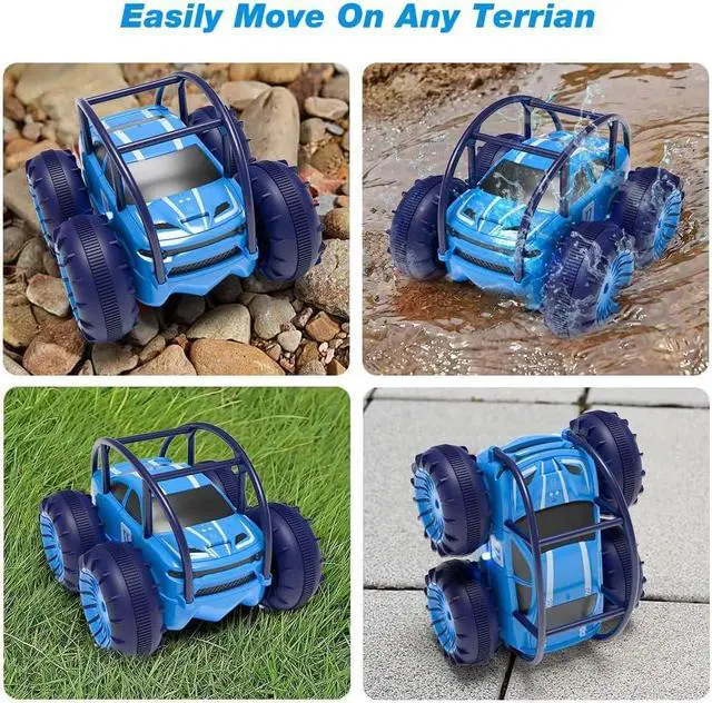 Alt view image 5 of 6 - MaxTronic Amphibious Remote Control Car,Rechargeable RC Cars Toy 360° Flips Rotation Stunt Crawler 15KM/H 4WD All Terrain Outdoor Indoor Toy for Kids Boys Girls 3-12