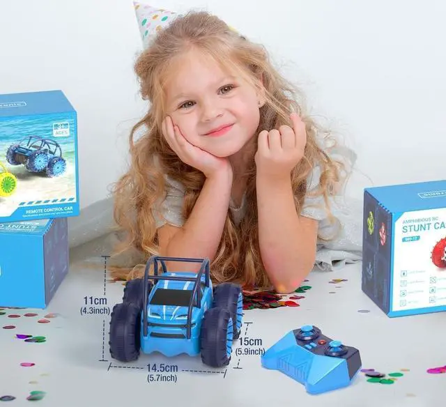 Alt view image 6 of 6 - MaxTronic Amphibious Remote Control Car,Rechargeable RC Cars Toy 360° Flips Rotation Stunt Crawler 15KM/H 4WD All Terrain Outdoor Indoor Toy for Kids Boys Girls 3-12