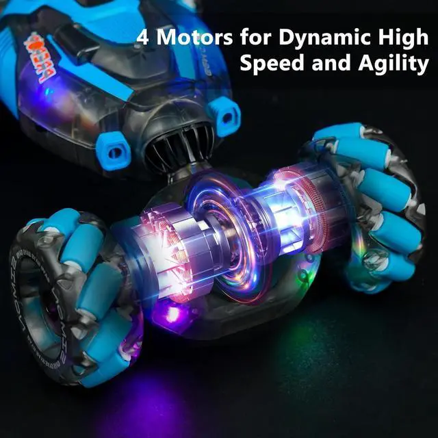 Alt view image 6 of 7 - Gesture Sensing RC Stunt Car for Boys, Remote Control Toys for Kids Age 5-7, 6-8, 9 10 11 12+ Years Old Birthday Gifts, 2.4GHz Hand Controlled RC Drift Car with Light & Music, Double-Sided Driving