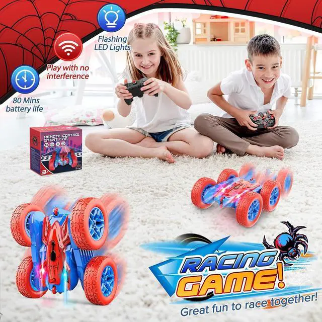 Alt view image 3 of 7 - Spider RC Cars Toys for Boys Ages 3-8 Kids Remote Control Stunt Car Toy for 4 5 6 7 8 9 10 Year Old Boy Girl Christmas Birthday Gifts 360° Flip 4WD Car for Boys Age 4-6 5-7 Toddler Gift
