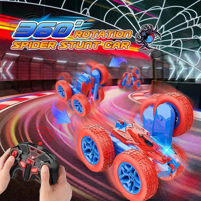 Alt view image 4 of 7 - Spider RC Cars Toys for Boys Ages 3-8 Kids Remote Control Stunt Car Toy for 4 5 6 7 8 9 10 Year Old Boy Girl Christmas Birthday Gifts 360° Flip 4WD Car for Boys Age 4-6 5-7 Toddler Gift