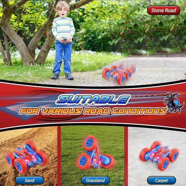 Alt view image 5 of 7 - Spider RC Cars Toys for Boys Ages 3-8 Kids Remote Control Stunt Car Toy for 4 5 6 7 8 9 10 Year Old Boy Girl Christmas Birthday Gifts 360° Flip 4WD Car for Boys Age 4-6 5-7 Toddler Gift