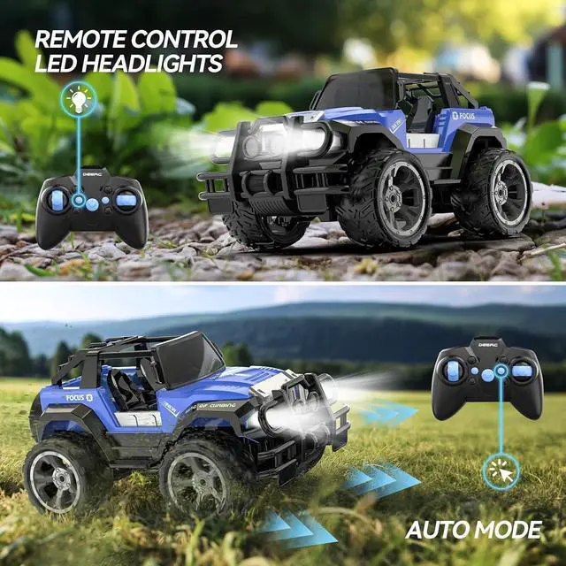 Alt view image 3 of 7 - DEERC DE42 Remote Control Car RC Racing Cars,1:18 Scale 80 Min Play 2.4Ghz LED Light Auto Mode Off Road RC Trucks with Storage Case,All Terrain SUV Cars Toys Gifts for Boys Kids Girls Teens,Blue