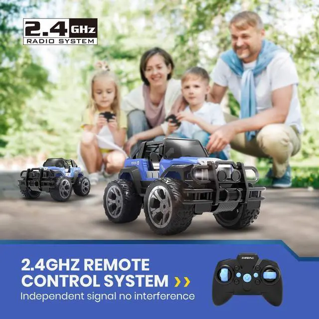 Alt view image 6 of 7 - DEERC DE42 Remote Control Car RC Racing Cars,1:18 Scale 80 Min Play 2.4Ghz LED Light Auto Mode Off Road RC Trucks with Storage Case,All Terrain SUV Cars Toys Gifts for Boys Kids Girls Teens,Blue