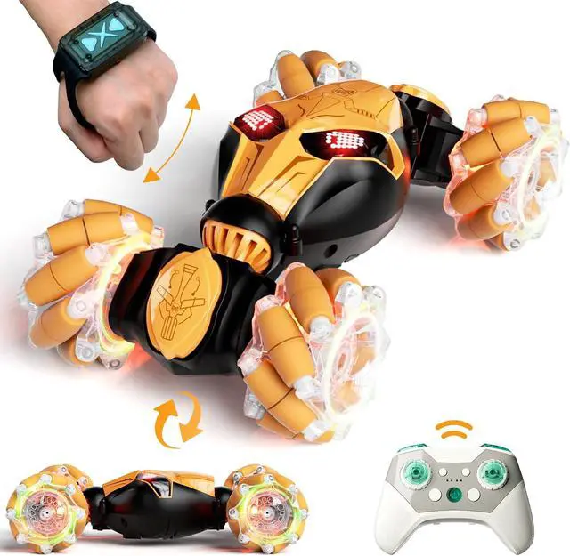 Main image of Gesture Sensing RC Car Hand Controlled Remote Control LED Car Toys for Kids 6-12 Years Old, 2.4GHz 4WD Double Sided 360° Flips Off Road Vehicle Toys w/Lights&Music, Boys Grils Brithday Gift