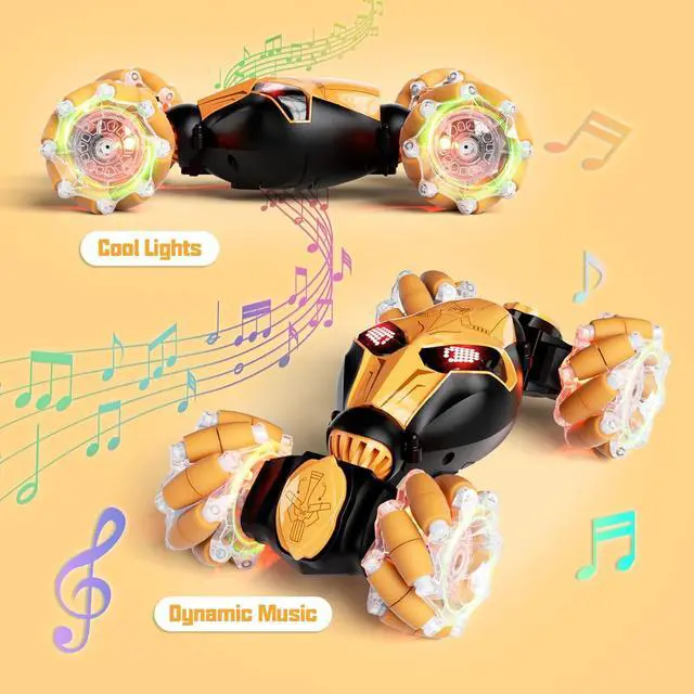 Alt view image 2 of 7 - Gesture Sensing RC Car Hand Controlled Remote Control LED Car Toys for Kids 6-12 Years Old, 2.4GHz 4WD Double Sided 360° Flips Off Road Vehicle Toys w/Lights&Music, Boys Grils Brithday Gift