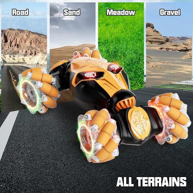 Alt view image 4 of 7 - Gesture Sensing RC Car Hand Controlled Remote Control LED Car Toys for Kids 6-12 Years Old, 2.4GHz 4WD Double Sided 360° Flips Off Road Vehicle Toys w/Lights&Music, Boys Grils Brithday Gift