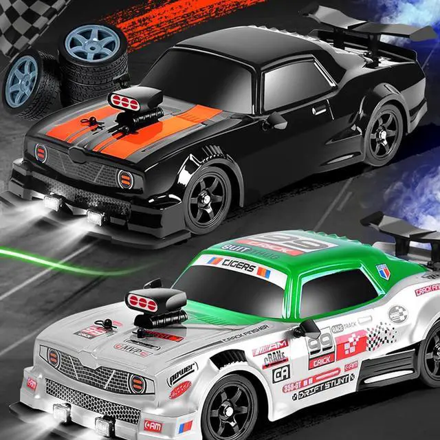 Alt view image 7 of 7 - RC Drift Car 2.4GHz 1:16 Scale 4WD High Speed Remote Control Cars Vehicle with LED Lights Two Batteries and Drifting Tires Racing Sport Toy Cars for Adults Boys Girls Kids