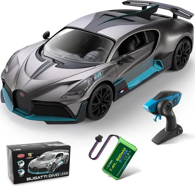 Main image of MIEBELY Remote Control Car, Bugatti Divo 1/16 Scale Rc Cars 12Km/h, 2.4Ghz Licensed Model Car 7.4V 500mAh Toy Car Headlight for Adults Boys Girls Age 6-12 Years Birthday Ideas Gift