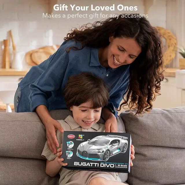 Alt view image 6 of 7 - MIEBELY Remote Control Car, Bugatti Divo 1/16 Scale Rc Cars 12Km/h, 2.4Ghz Licensed Model Car 7.4V 500mAh Toy Car Headlight for Adults Boys Girls Age 6-12 Years Birthday Ideas Gift