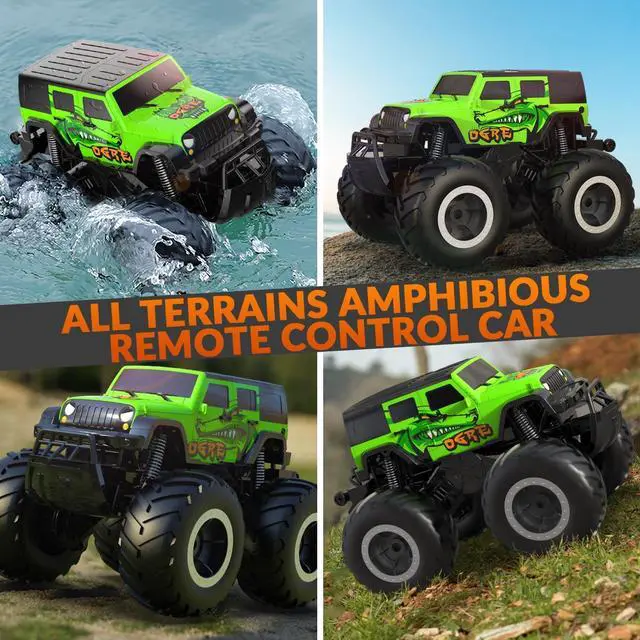 Alt view image 2 of 7 - Amphibious Remote Control Car Toys for Boys 2.4GHz 1:16 All Terrain Off-Road RC Car Waterproof RC Monster Truck Kids Pool Toys Remote Control Boat Gifts for Kids Boys