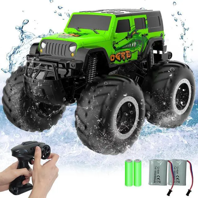 Main image of Amphibious Remote Control Car Toys for Boys 2.4GHz 1:16 All Terrain Off-Road RC Car Waterproof RC Monster Truck Kids Pool Toys Remote Control Boat Gifts for Kids Boys