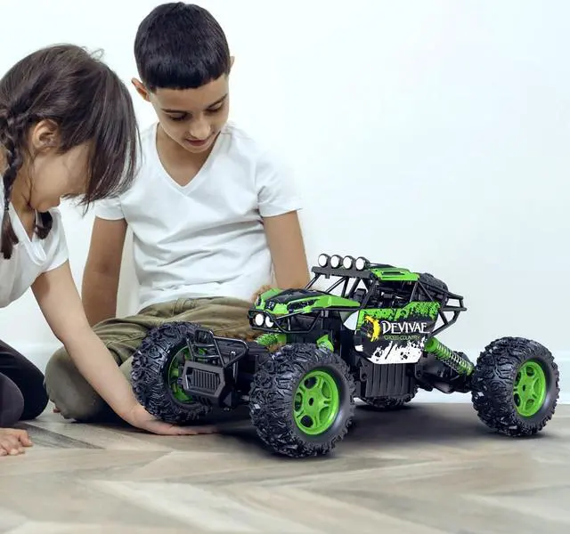 Main image of CROBOLL 1:12 Large RC Cars for Boys with Upgraded Lifting Function, 2.4GHz 4WD Remote Control Car Toy Gifts 20km/h Monster Truck for Kids, All Terrain RC Truck for 60Min Play(Green)