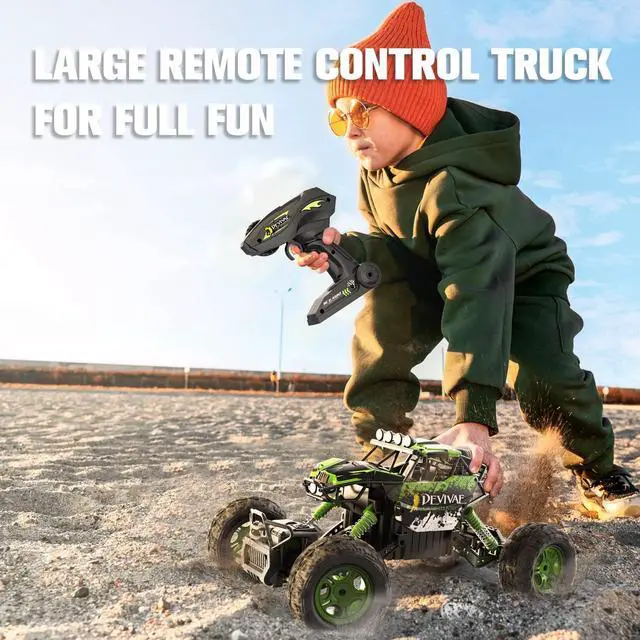 Alt view image 4 of 7 - CROBOLL 1:12 Large RC Cars for Boys with Upgraded Lifting Function, 2.4GHz 4WD Remote Control Car Toy Gifts 20km/h Monster Truck for Kids, All Terrain RC Truck for 60Min Play(Green)