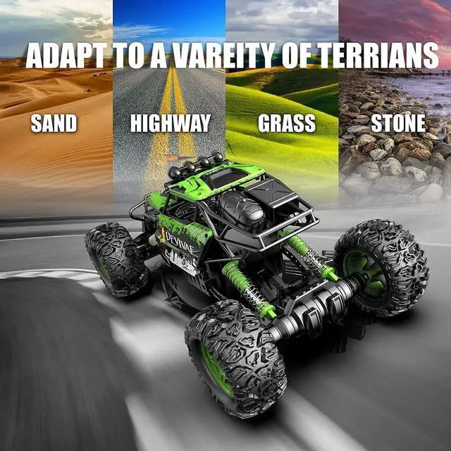 Alt view image 7 of 7 - CROBOLL 1:12 Large RC Cars for Boys with Upgraded Lifting Function, 2.4GHz 4WD Remote Control Car Toy Gifts 20km/h Monster Truck for Kids, All Terrain RC Truck for 60Min Play(Green)