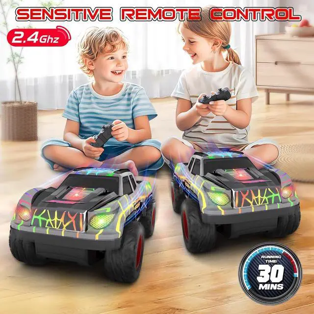Alt view image 2 of 7 - Spider Remote Control Car for Boys, Mini RC Racing Cars for Kids Ages 3 and up, 2.4Ghz Beginners RC Cars with Cool Light, Rechargeable Toy for Boys Ages 3 4 5 6 7 8 Birthday Xmas Gift, Black