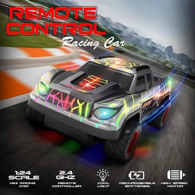 Alt view image 3 of 7 - Spider Remote Control Car for Boys, Mini RC Racing Cars for Kids Ages 3 and up, 2.4Ghz Beginners RC Cars with Cool Light, Rechargeable Toy for Boys Ages 3 4 5 6 7 8 Birthday Xmas Gift, Black
