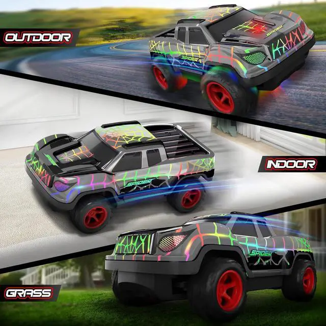 Alt view image 5 of 7 - Spider Remote Control Car for Boys, Mini RC Racing Cars for Kids Ages 3 and up, 2.4Ghz Beginners RC Cars with Cool Light, Rechargeable Toy for Boys Ages 3 4 5 6 7 8 Birthday Xmas Gift, Black