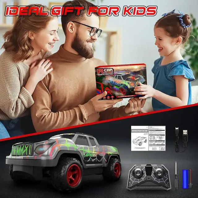 Alt view image 6 of 7 - Spider Remote Control Car for Boys, Mini RC Racing Cars for Kids Ages 3 and up, 2.4Ghz Beginners RC Cars with Cool Light, Rechargeable Toy for Boys Ages 3 4 5 6 7 8 Birthday Xmas Gift, Black