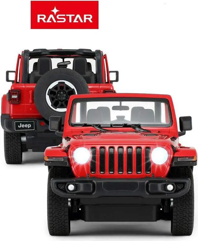 Alt view image 2 of 7 - RASTAR Off-Road Remote Control Car, 1:14 Jeep Wrangler JL RC Off-Road Racing Vehicle Toy Car for Kids Adults, Spring Suspension/Door Open, 2.4Ghz RED