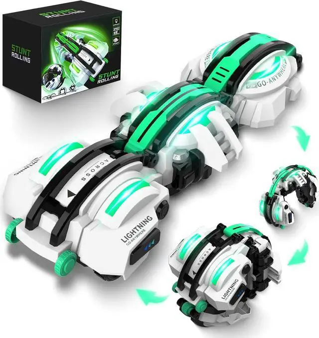 Main image of BAZADER RC Cars with LED Lights - Remote Control Car Snake 360° Roll Toys, Birthday for Kids Age 7 8 9 10 11+ Year Old, 2 Batteries 60+min, Indoor/Outdoor Toys for 6-12 yr Teen Boys