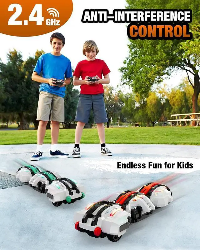 Alt view image 6 of 7 - BAZADER RC Cars with LED Lights - Remote Control Car Snake 360° Roll Toys, Birthday for Kids Age 7 8 9 10 11+ Year Old, 2 Batteries 60+min, Indoor/Outdoor Toys for 6-12 yr Teen Boys