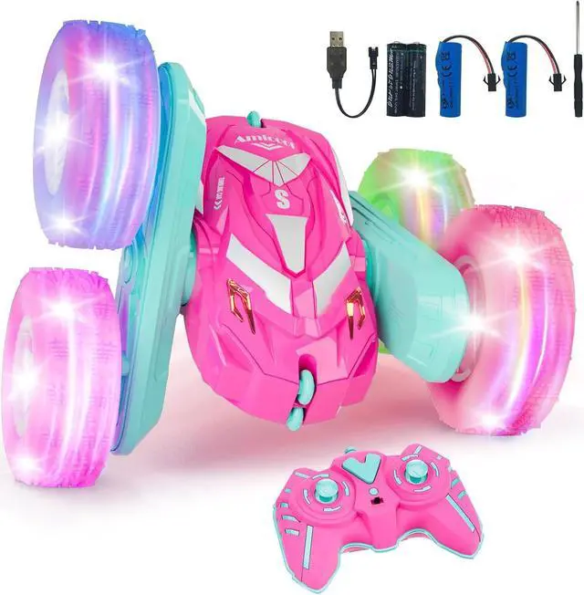 Main image of Remote Control Car for Girls 3-12 with Flashing Light, Toys 4 5 6 7 8 9 Years Old Girl Birthday Gifts Idea, RC Cars Stunt 4WD 2.4Ghz Double Sided 360° Flip, Present for Kids, Christmas, Pink