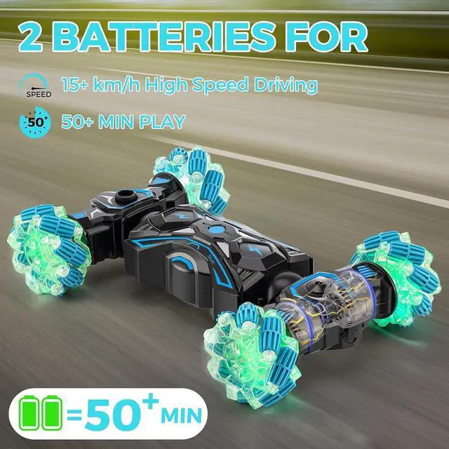 Alt view image 7 of 7 - Remote Control Car for Boys 6-12 yr, Gesture Sensing RC Stunt Car Toys for Kids, 2.4gHz 4WD Hand Controlled RC Car, 360° Rotating Transform Drift Car Birthday Gift for Kids Aged 6 7 8 9 10 11 12
