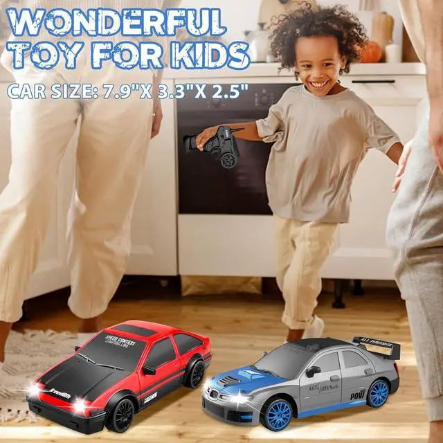 Alt view image 6 of 6 - Remote Control Car, 1/24 2.4GHz 4WD RC Drift Car High Speed RC Cars with Cool Lights, Rechargeable Battery and Extra Tires Toys for Kids (Grey)