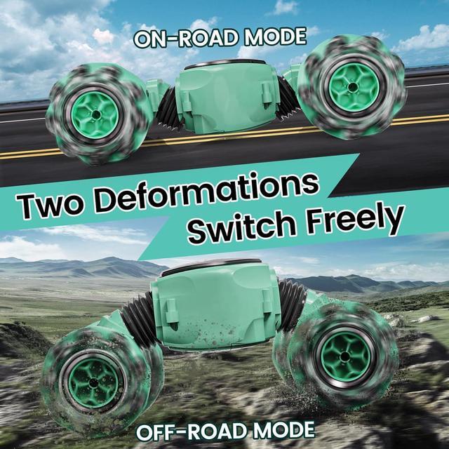 Alt view image 3 of 7 - Tecnock Remote Control Car RC Cars for Boys Girls, 2.4GHz 4WD Gesture Sensing RC Stunt Car Toys - 360° Rotating Double Sided Hand Controlled RC Car with Lights, Gifts for Kids, Green