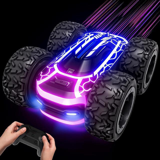 Main image of Tecnock Remote Control Car for Boys 4-7, 2.4GHz Rc Stunt Car for Kids, 360°Rotating Double Sided RC Car with Lights, Car Toy for Boys and Girls