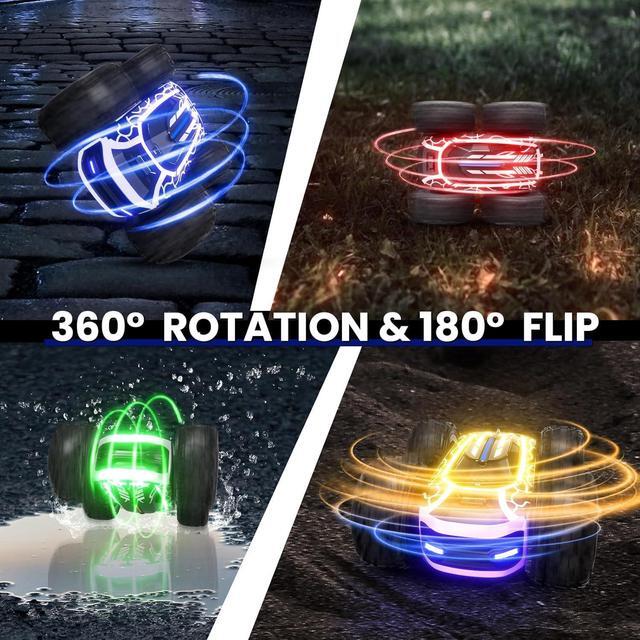 Alt view image 4 of 7 - Tecnock Remote Control Car for Boys 4-7, 2.4GHz Rc Stunt Car for Kids, 360°Rotating Double Sided RC Car with Lights, Car Toy for Boys and Girls