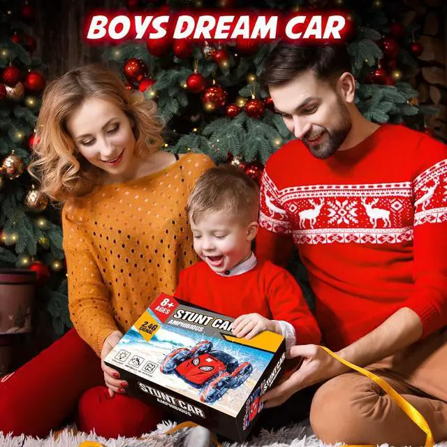 Alt view image 6 of 7 - Amphibious Remote Control Car Monster Truck - Waterproof 2.4GHz RC Monster Truck Car Boat 4WD 360°Rotating All Terrain Water Beach Pool RC Car for 8-12 Year Old Boy Toys