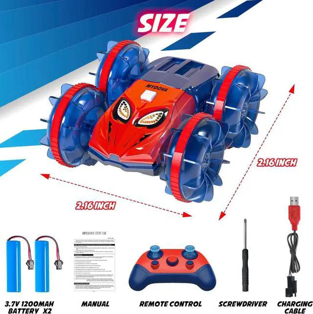 Alt view image 7 of 7 - Amphibious Remote Control Car Monster Truck - Waterproof 2.4GHz RC Monster Truck Car Boat 4WD 360°Rotating All Terrain Water Beach Pool RC Car for 8-12 Year Old Boy Toys