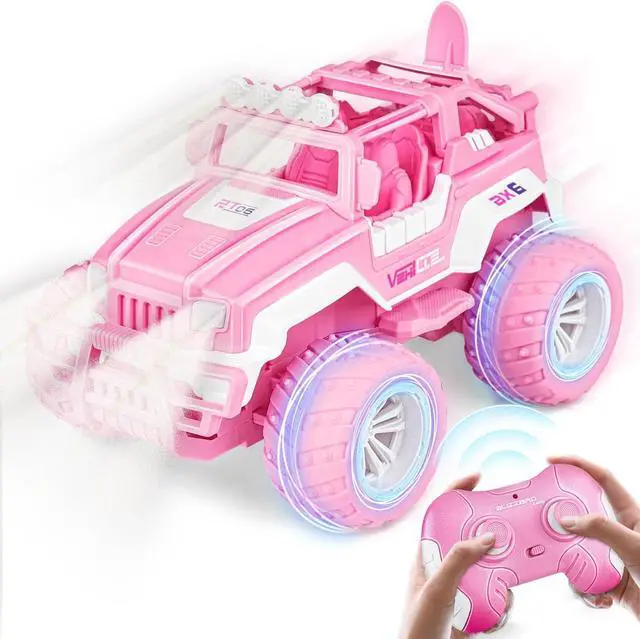 Main image of Pink Remote Control Car for Girls, 1:16 Scale RC Jeep with LED Light & Rechargeable Batteries, 80 Min Playtime 2.4 GHZ Pink Truck Toy, Car Toys Gifts for Girls