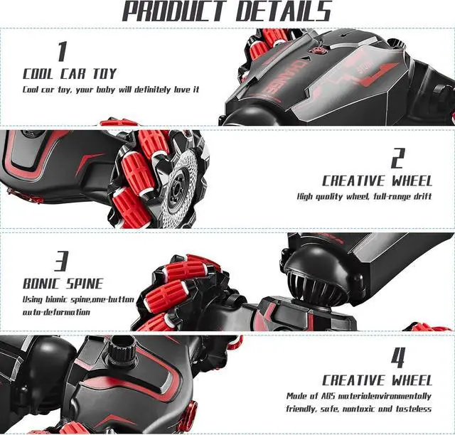 Alt view image 4 of 6 - 4WD Remote Control Gesture Sensor Car,Hand Controlled RC Stunt Car,Double-Sided Vehicle 360° Rotation with Light and Music Spray, Watch Toy Cars for Boys & Girls Birthday