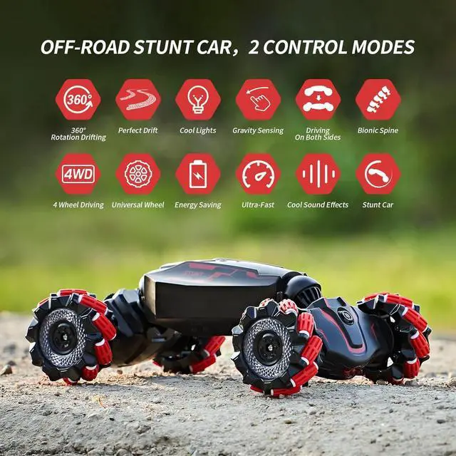 Alt view image 5 of 6 - 4WD Remote Control Gesture Sensor Car,Hand Controlled RC Stunt Car,Double-Sided Vehicle 360° Rotation with Light and Music Spray, Watch Toy Cars for Boys & Girls Birthday