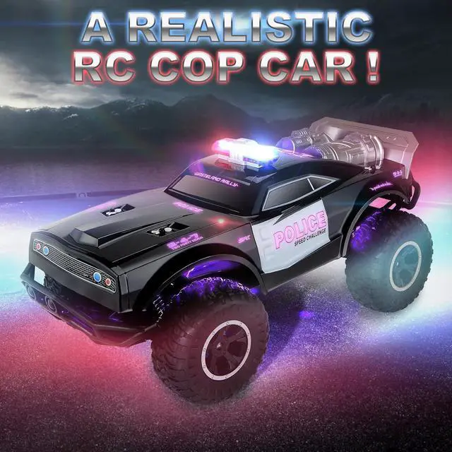 Alt view image 5 of 7 - Carox Large Remote Control Police Car Toy with Lights and Sirens for Boys - 1:8 Cop Car with Three Rechargeable Battery - Durable RC Police Truck for Kids 4 Years and Up - A Surprising