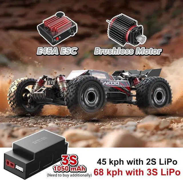 Alt view image 2 of 6 - Jetwood 1/16 Fast Brushless RC Cars for Adults, Max 42 mph High Speed Remote Control Car for Boys, Electric All Terrain RTR RC Buggy, Hobby Grade RC Truck, JC16EP with 2 Lipo
