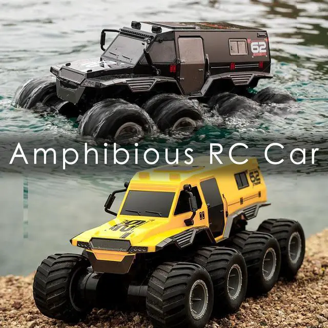 Alt view image 2 of 6 - Amphibious RC Truck 1: 12 8WD, 2.4G Off Road Waterproof Large Remote Control Car for Boys, All Terrain RC Car Toys for 7 8 9 10 11 12 Year Old Boys/Girls 4+, Gift Birthday Christmas -Black