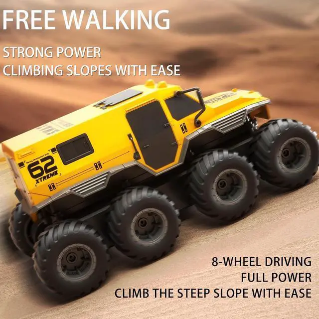 Alt view image 4 of 6 - Amphibious RC Truck 1: 12 8WD, 2.4G Off Road Waterproof Large Remote Control Car for Boys, All Terrain RC Car Toys for 7 8 9 10 11 12 Year Old Boys/Girls 4+, Gift Birthday Christmas -Black