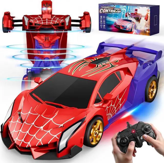 Main image of Spider Transform RC Cars Toys with Eye & Underbody Lights, 2.4GHz Remote Control Car One-Button Deformation, Fast 360°Rotation Robot Toys Birthday Gifts for 3 4 5 6 7 8 9 10 Year Old Boys Age 4-7 8-12