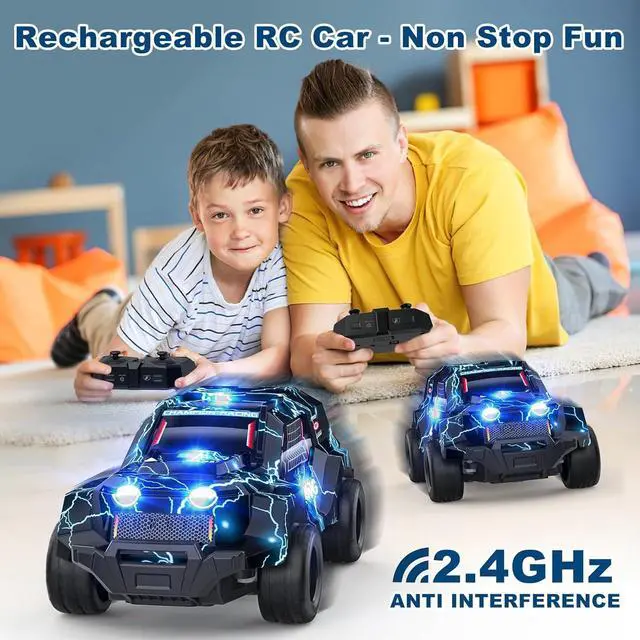 Alt view image 5 of 7 - Remote Control Car for Boys 4-7, Off Road Mini RC Car for Kids, Cool Light Up 1/24 Scale Hobby RC Cars Truck Race Car Toy Christmas Birthday Gifts for 3 4 5 6 7 8 Years Old Boys