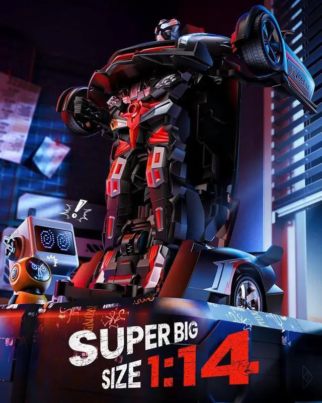 Alt view image 2 of 7 - V992 Transform Remote Control Car,Transform Robot RC Cars,1:14 Scale,2-in-1 Robot Toy Car with Sound & Light Effects,Gesture Sensing,Automatic Deformation,Birthday Gift Toys for Boys and Girls